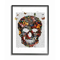 Stupell Industries Dark Rainbow Skull of Butterflies Black Framed Wall Art