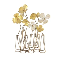 21" Gold Metal Flowers Sculpture