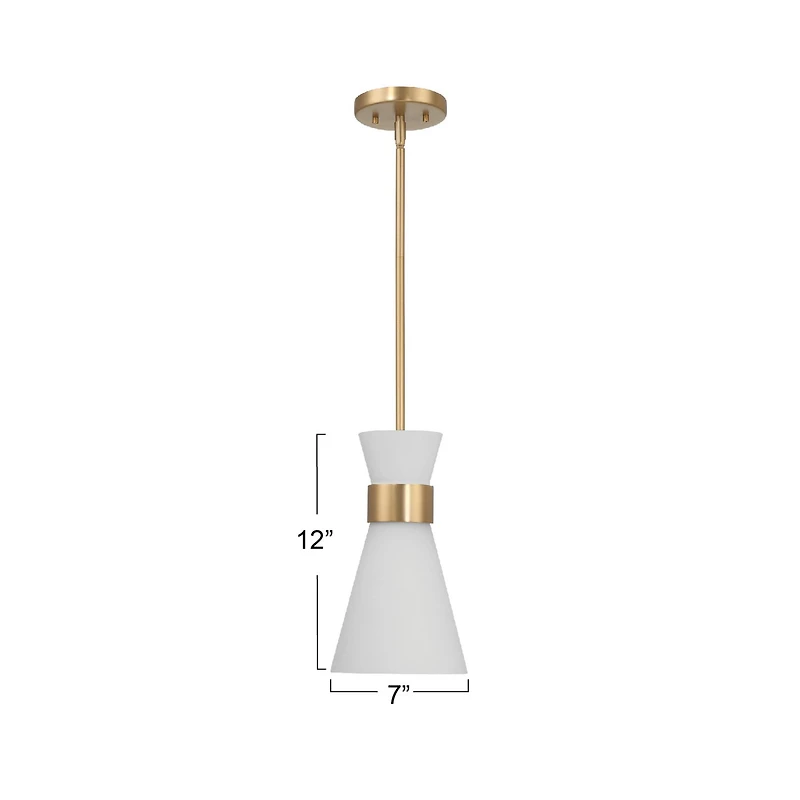 Hello Honey® Kit White & Gold Modern Minimalist Tapered Opal Glass & Metal Ceiling Light