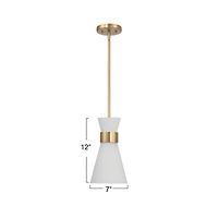 Hello Honey® Kit White & Gold Modern Minimalist Tapered Opal Glass & Metal Ceiling Light