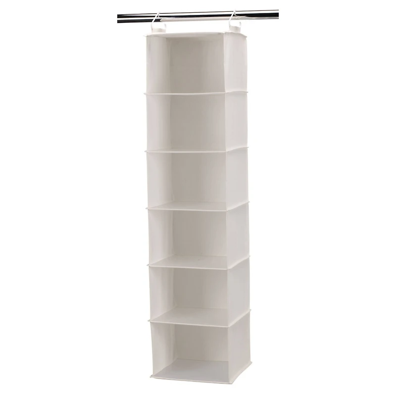 Household Essentials White Canvas 6-Shelf Hanging Closet Organizer