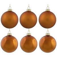 6ct. Bronze & Amber 2-Finish Glass Ball Ornaments