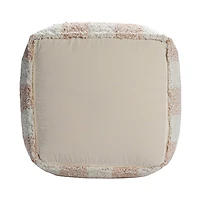Hello Honey® 18" Blush & Cream Plaid Cotton Tufted Pouf