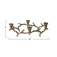 Hello Honey® 13" Oxidized Antique Gold Finish Aluminum Wreath Advent Taper Candle Holder