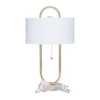 CosmoLiving by Cosmopolitan White Marble Modern Accent Lamp, 20" x 12" x 12"