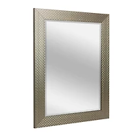 Head West 31.5" Silver Honeycomb Embossed Framed Beveled Wall Mirror