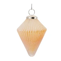 Peach Ribbed Glass Ornament Set