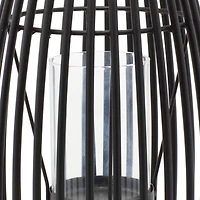 12" Black Iron Contemporary Candle Holder Lantern