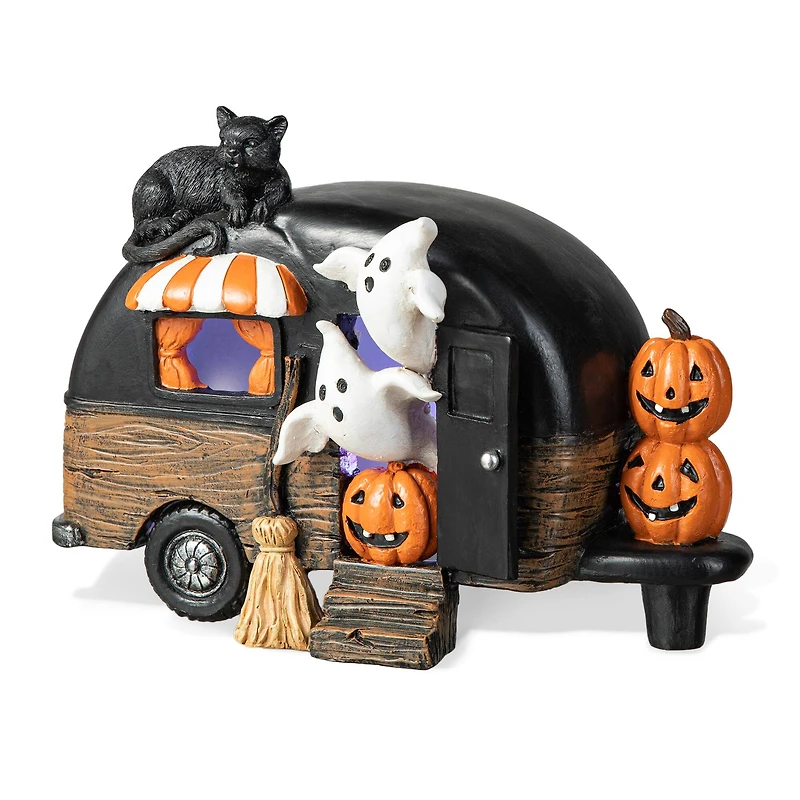 Glitzhome® 9.25" Halloween Lighted Camper Table Décor
