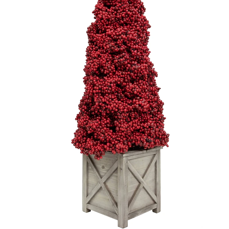 3ft. Unlit Red Berry Cone Artificial Potted Christmas Topiary