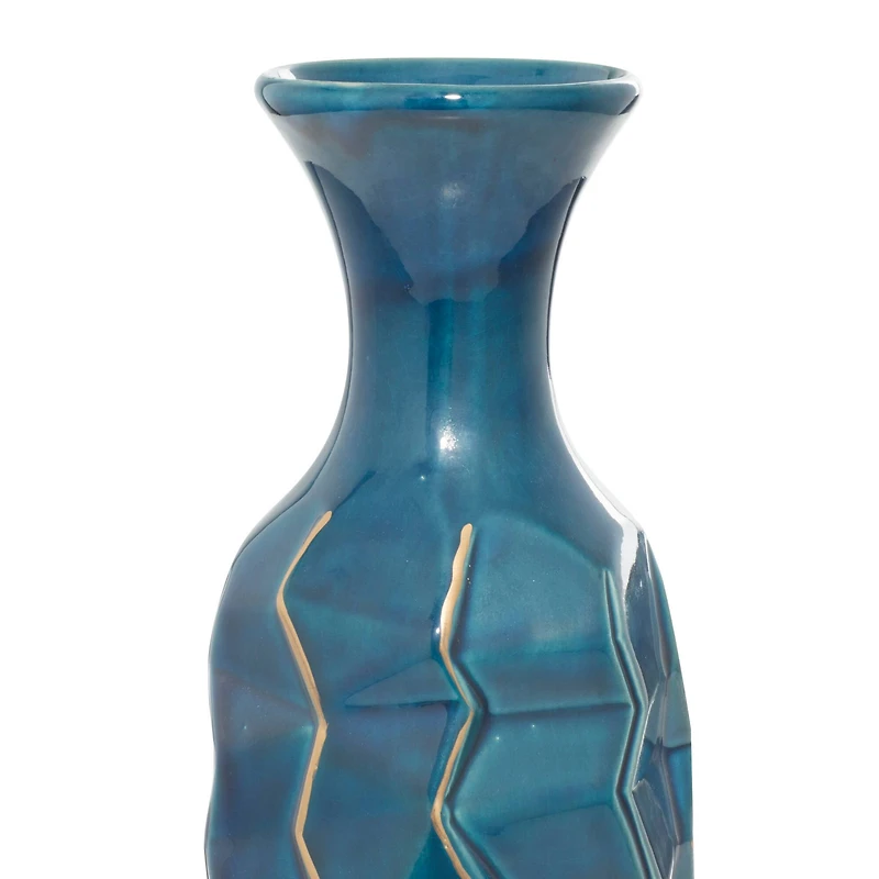 Tall Blue Stoneware Modern Vase