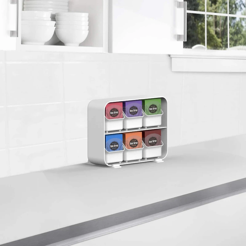 Mind Reader White 6 Drawer Tea Bag Holder