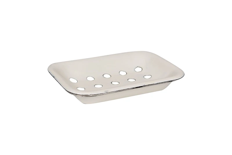Hello Honey® White Enameled Metal Soap Dish with Tray Set