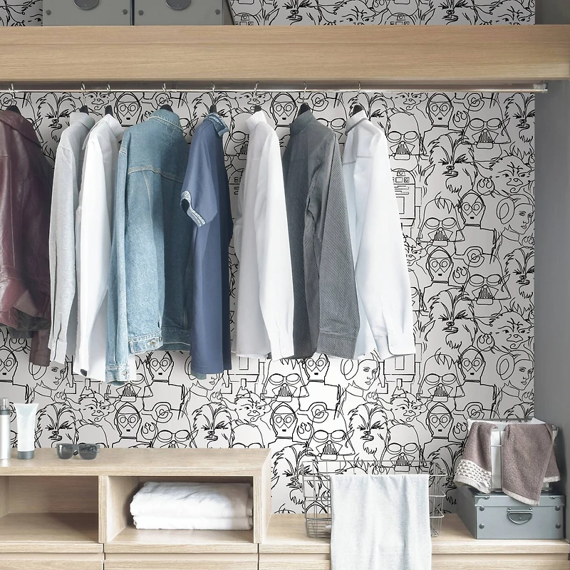 RoomMates Black Star Wars™ Saga Line Sketches Peel and Stick Wallpaper