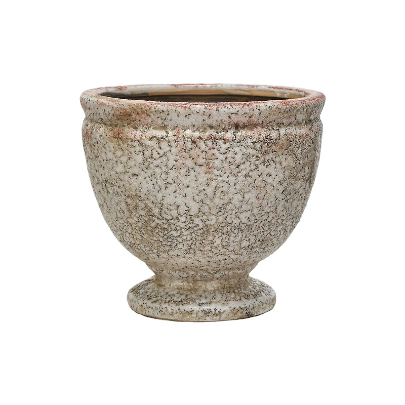 Hello Honey® 8" Round Distressed Terra Cotta Footed Planter
