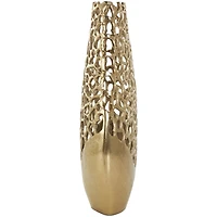 20.75" Gold Aluminum Rounded Vase with Freeform Open Lattice Work
