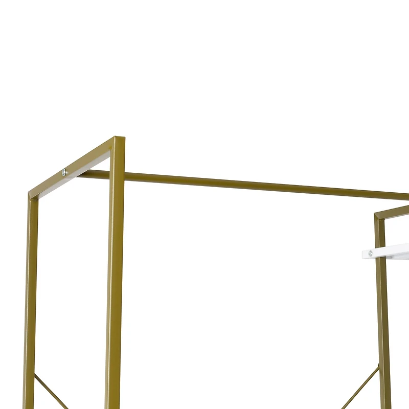 Honey Can Do Olive & White Freestanding Open Metal Closet Wardrobe