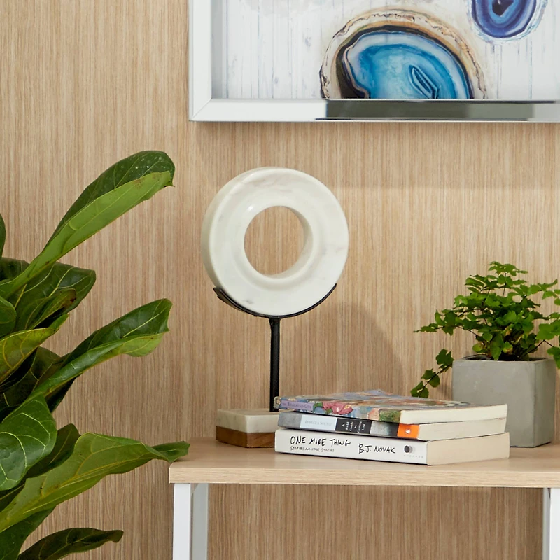 CosmoLiving by Cosmopolitan 11" White Marble Round Sculpture