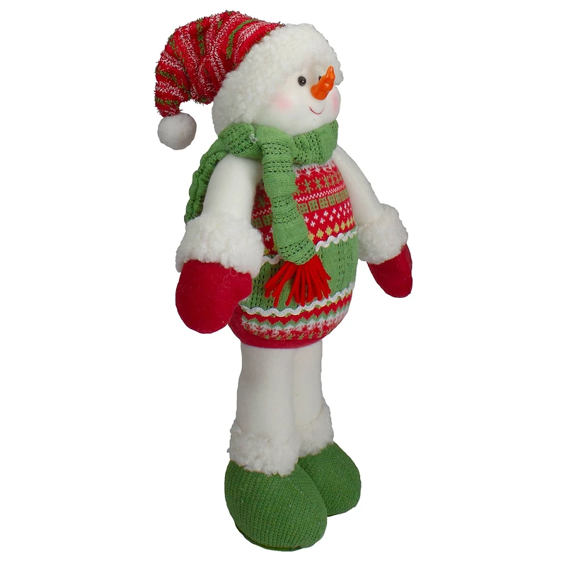 17.5" Red & Green Jolly Plush Snowman Christmas Figure