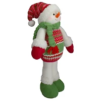 17.5" Red & Green Jolly Plush Snowman Christmas Figure