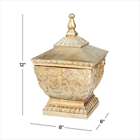 12" Gold Square Traditional Decorative Jar