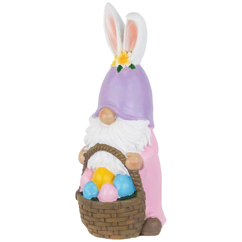 11.5" Easter Bunny Gnome with Egg Basket Figurine