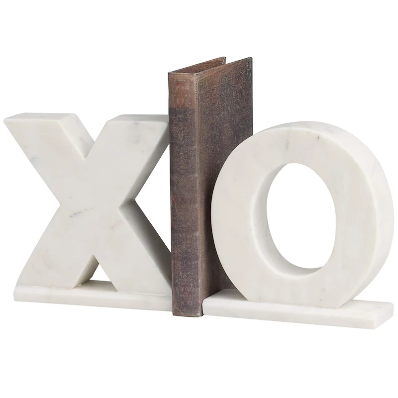 Marble X & O Bookends Set