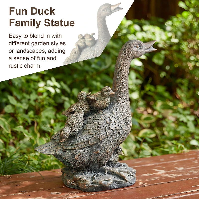 Glitzhome® 15" Faux Bronze Duck Garden Statue