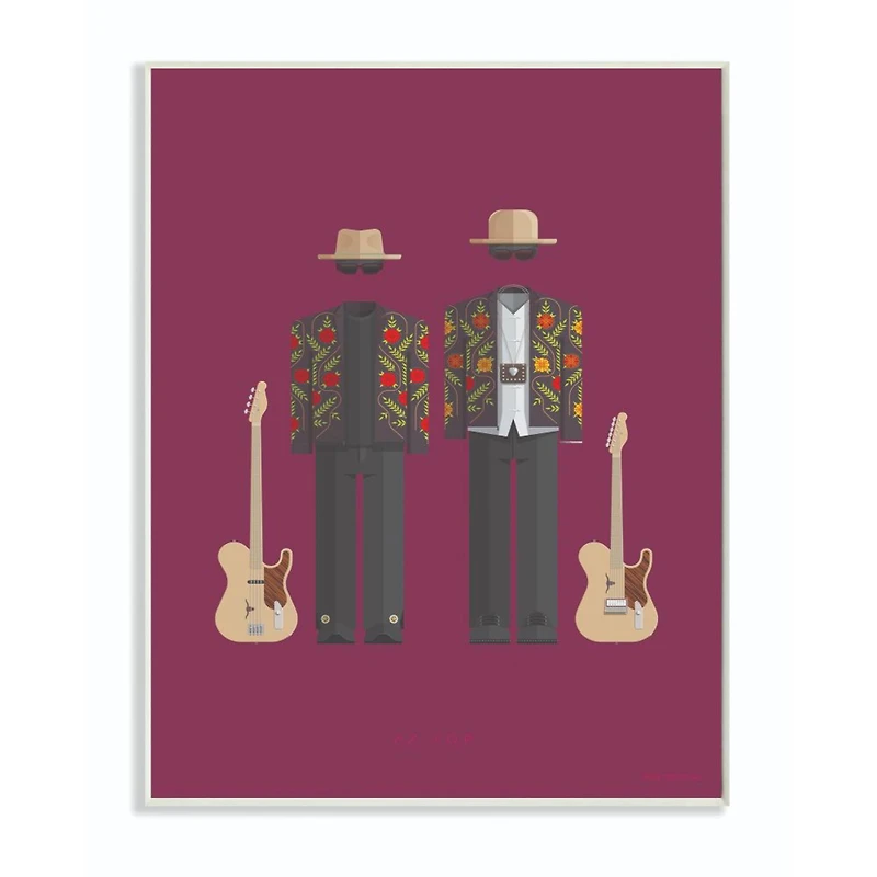 Stupell Industries Famous People Character Fashion Design ZZ Top Wood Wall Plaque