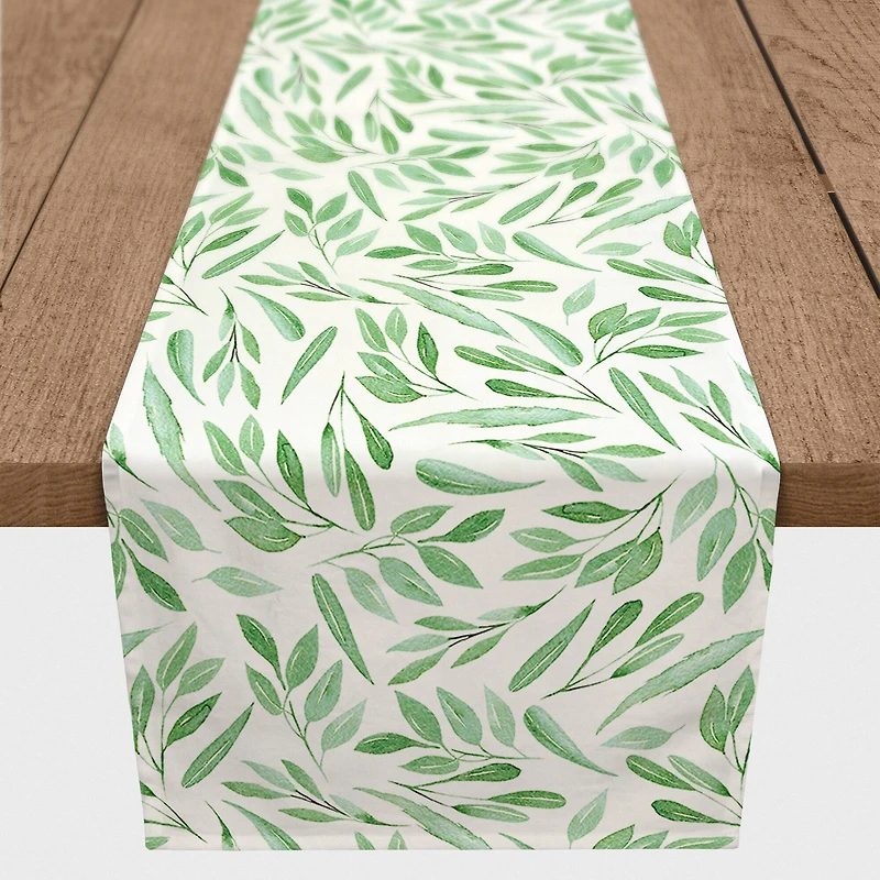 72" Spring Green Leaf Table Runner