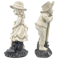 Design Toscano 13" Medium Rebecca & Samuel Young Gardener Statues Set