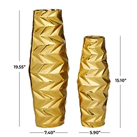 Gold Aluminum Modern Abstract Vase, Set of 2" 20", 15"