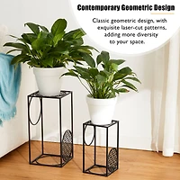 Glitzhome® Black Metal Wire Rectangular Nesting Planter Stand Set