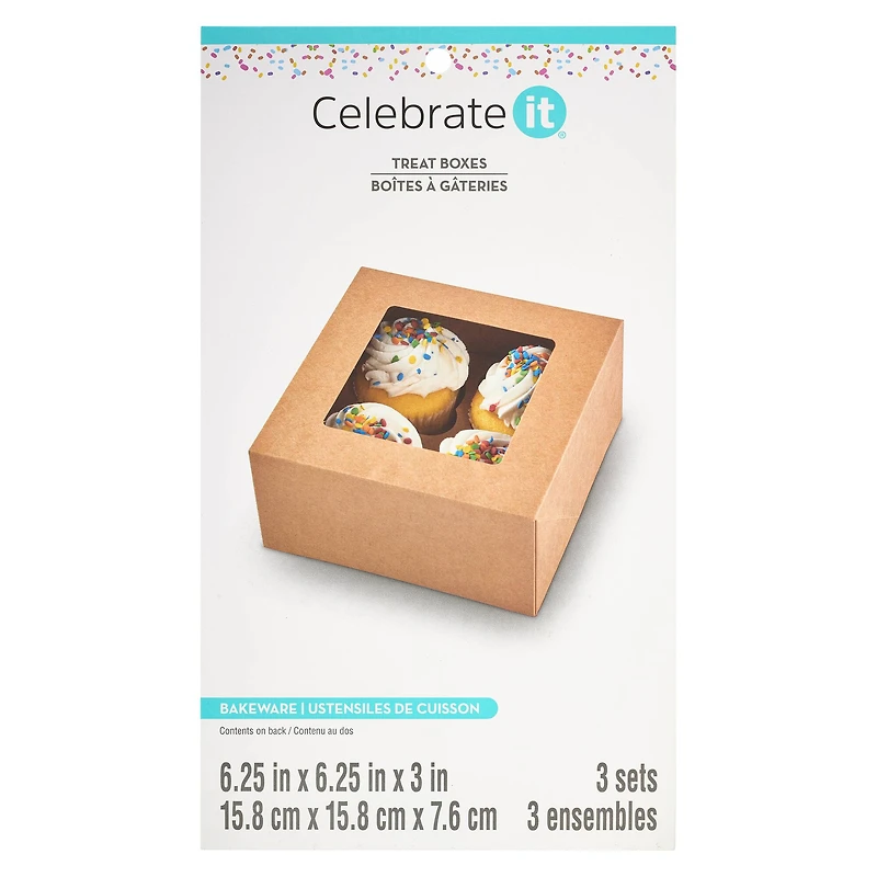 6 Packs: 3 ct. (18 total) Kraft Cupcake Boxes by Celebrate It®