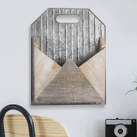 Galvanized Metal & Wood Envelope Wall Organizer