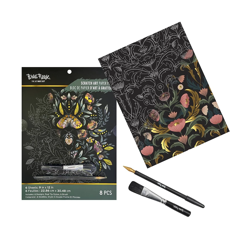 Brea Reese™ 9" x 12" Fall Florals Scratch Art Paper Pad