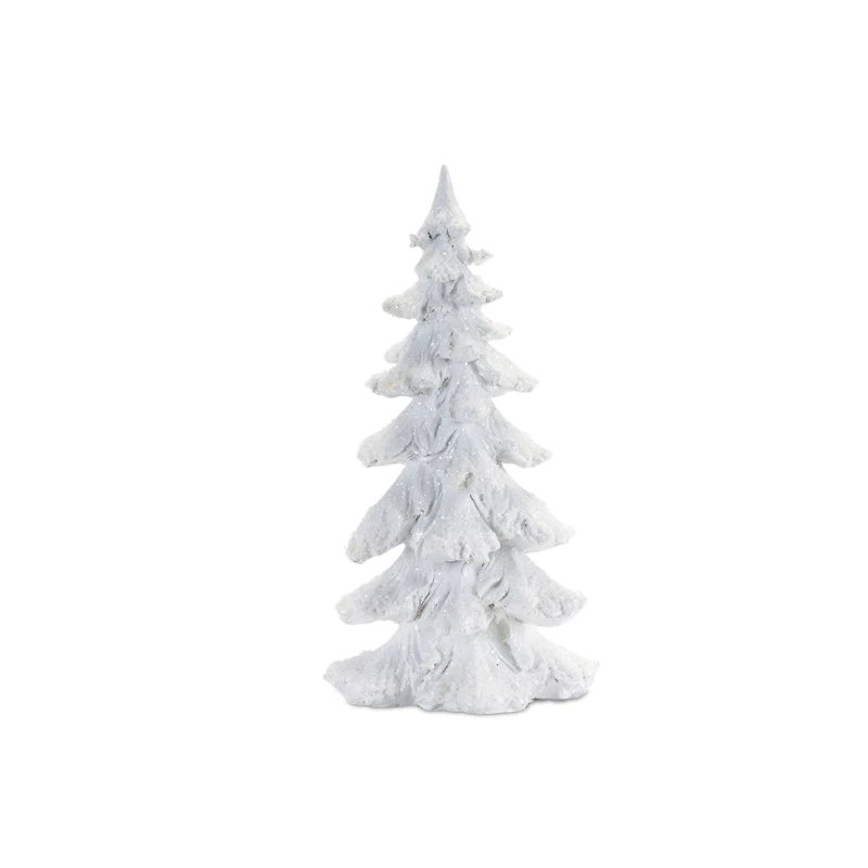 Flocked White Pine Tree with Carved Design Set
