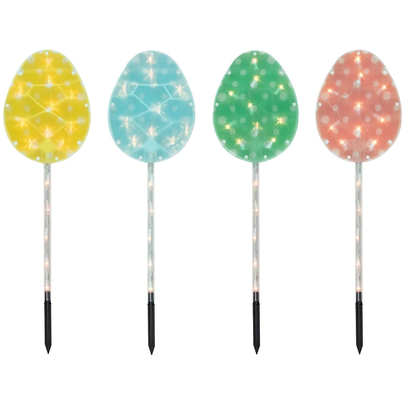 4ct Pastel Easter Egg Pathway Marker Lawn Stakes Clear Lights