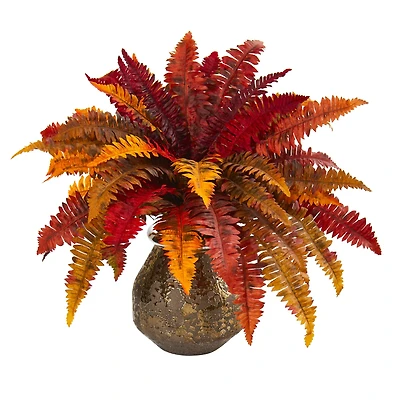 20" Autumn Boston Fern Plant in Decorative Planter