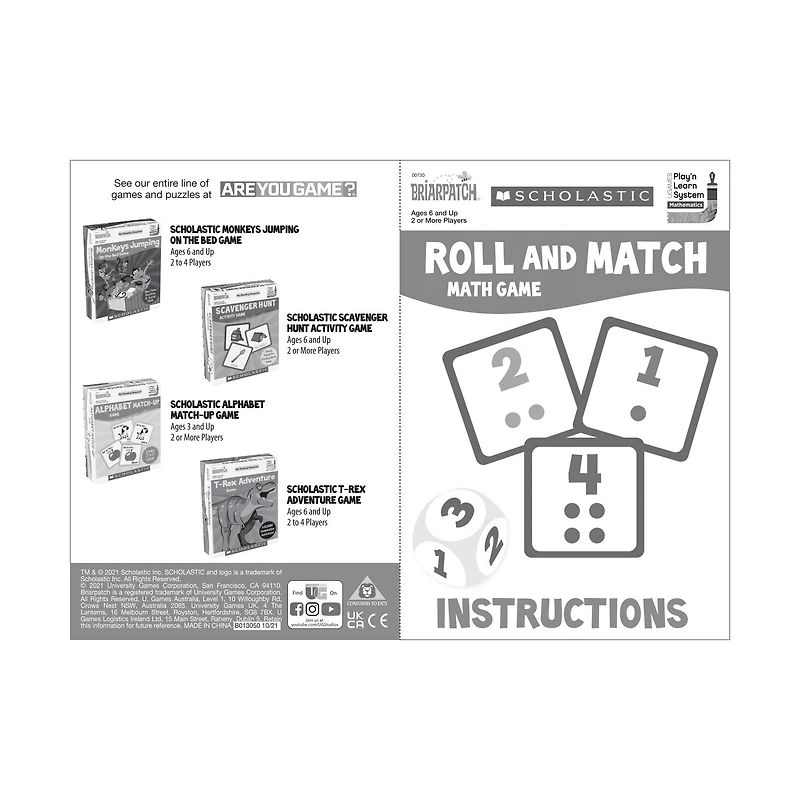 Scholastic Roll and Match Math Game
