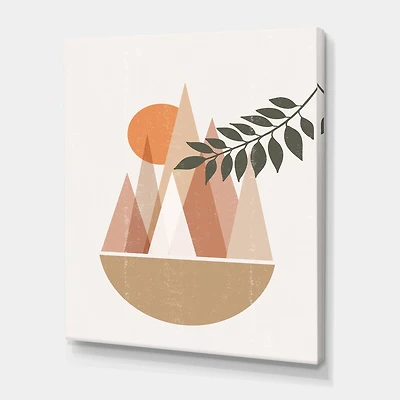 Designart - Abstract Sun and Moon In Mountains II