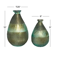 Green Glass Rustic Vase Set