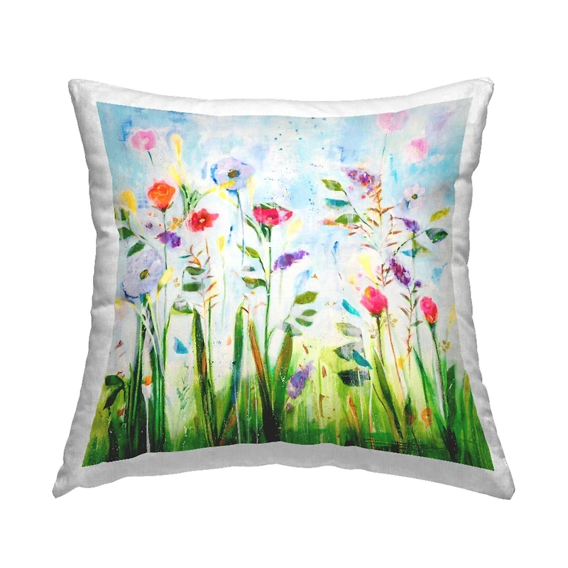 Stupell Industries Spring Blue Modern Flower Meadow Decorative Printed Throw Pillow