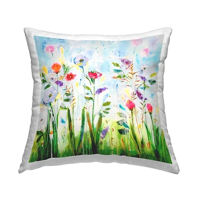 Stupell Industries Spring Blue Modern Flower Meadow Decorative Printed Throw Pillow