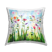 Stupell Industries Spring Blue Modern Flower Meadow Decorative Printed Throw Pillow