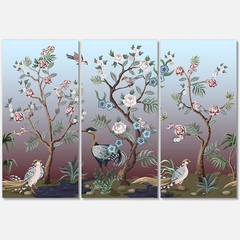 Designart - Chinoiserie With Birds and Peonies XI