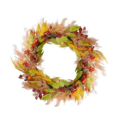 24" Berry & Leaves Fall Harvest Wreath