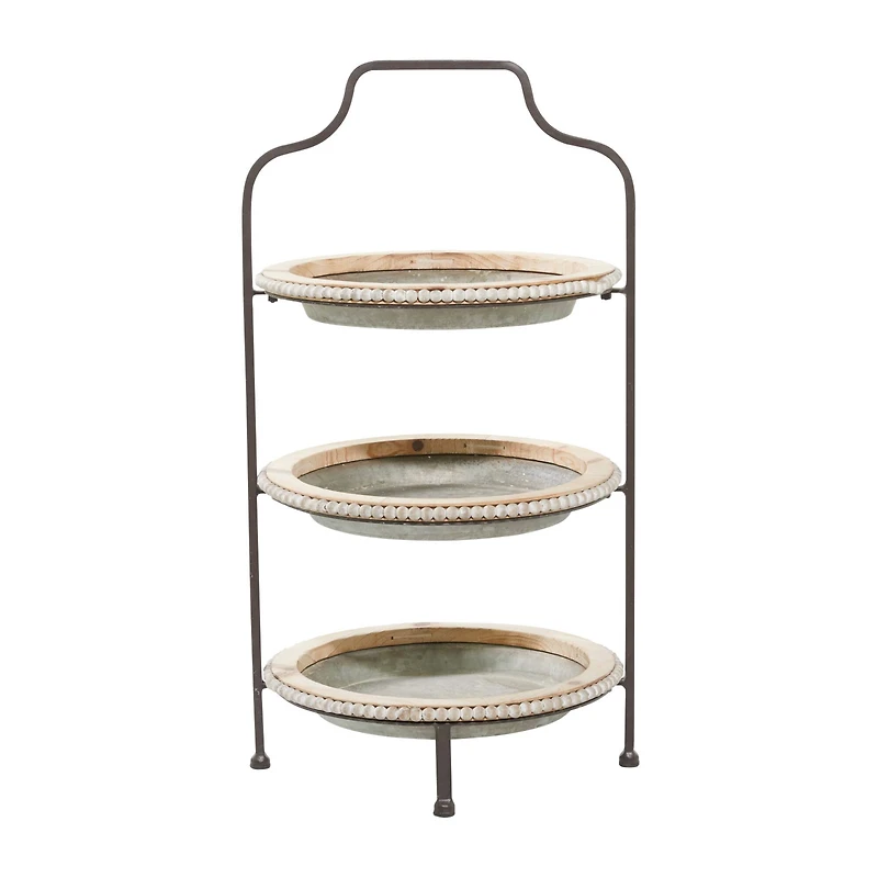 Gray Metal Farmhouse Tiered Server, 29" x 16" x 15"