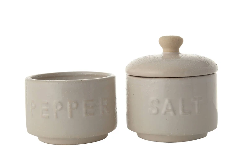 Hello Honey® White Stackable Stoneware Salt & Pepper Pinch Pots with Lid Set