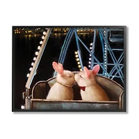 Stupell Industries Rabbit Couple Romantic Ferris Wheel Kiss in Frame Wall Art